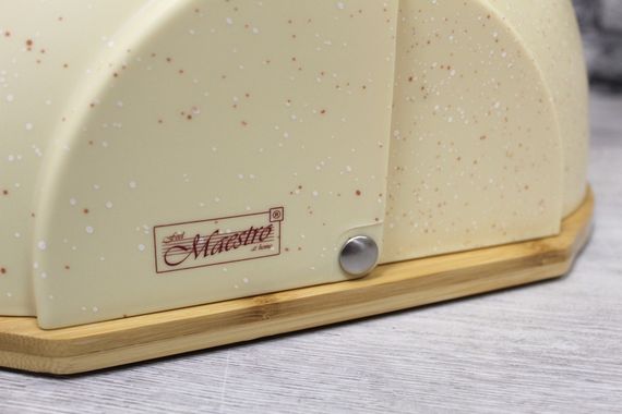 Хлебница деревянная Maestro MR-1678G-BEIGE бежевая с пластиковой крышкой | Зображення 7