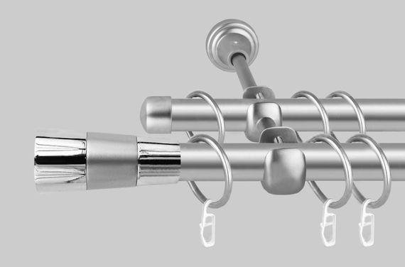 Карниз для штор металлический, двухрядный 19 мм Валео Сатин 300 см.