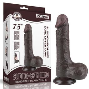Фалоімітатор - Sliding-Skin Dual Layer Dong 7.5" Black Sex Aura