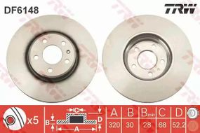 Диск гальмівний AUDI A4/A5/A6/A7/Q5 F D=320mm 07-18, TRW (DF6148)