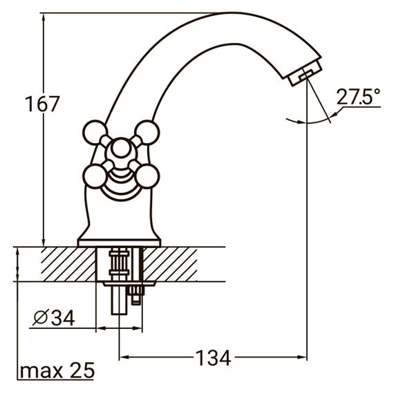 Змішувач PL 1/2" для раковини литий на шпильці AQUATICA (PL-2A155C) 9777000 | Зображення 1