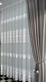 Тюль білий з кордовою вишивкою для спальні або залу
