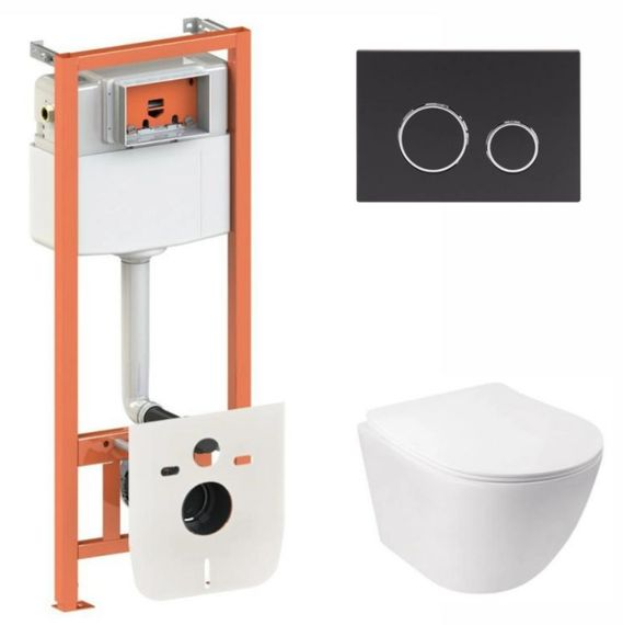Набір Qtap Nest 4 в 1 підвісний унітаз Jay Ultra Quiet 485x360x320 + комплект інсталяції QT07335177W45136