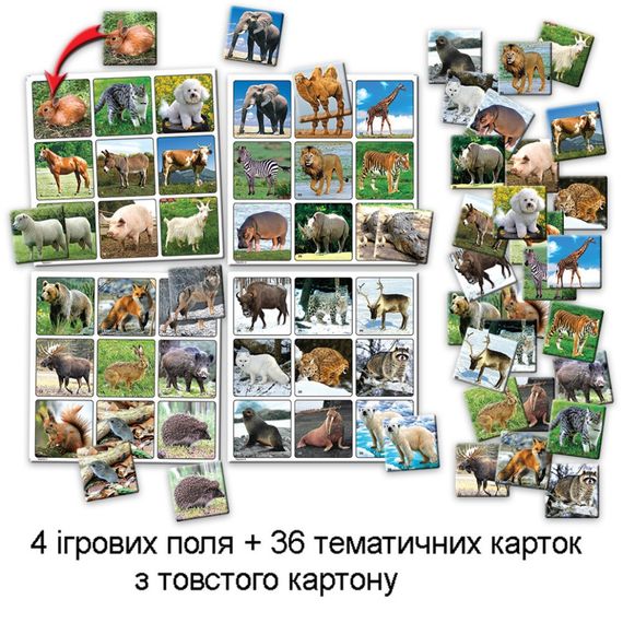 Настільна гра супер ЛОТО "Тварини" 81923 з 36 карток тварин | Зображення 2