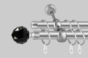 Карниз для штор дворядний металевий 19 мм, Чорний Кристал (комплект) Сатин 160 див.