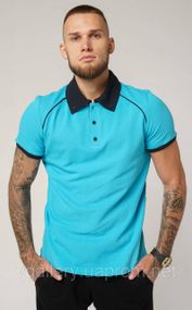 Футболка мужская ПОЛО  -  Бирюзовый с коротким рукавом XL