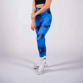 Леггинсы женские спортивные с пуш-ап Tie Dye 18709 L синий мрамор