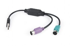 Перехідник Cablexpert UAPS12-BK, USB А-папа/2х PS/2, 30 см кабель