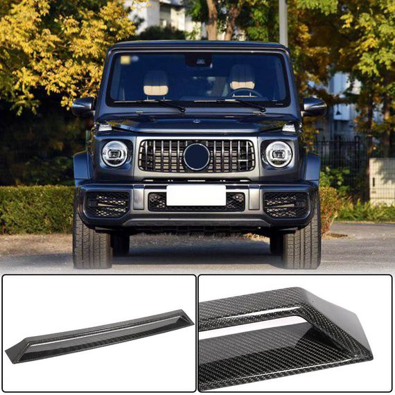 Накладка на передний бампер V2 (для G63 AMG, Сухой карбон) для Mercedes G сlass W463 2018-2024 гг
