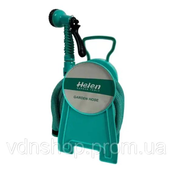 Шланг поливальний 10м з котушкою і розпилювачем з 7 режимами Helen Garden Tools шланг садовий, що розтягується | Зображення 1