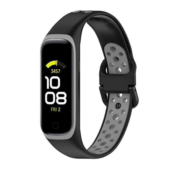 Силиконовый ремешок Primo Perfor Sport для фитнес-браслета Samsung Galaxy Fit 2 (SM-R220) - Black&Gray | Зображення 1