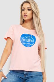Футболка женская с принтом  цвет розовый 221R3009