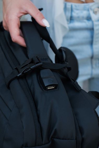 Рюкзак ручна поклажа з розширенням Without Reflective Classic USB Black | Зображення 6