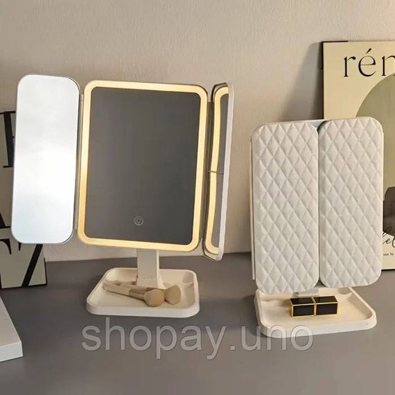 Тройное LED-зеркало для макияжа KAR193 складное аккумуляторное белое | Зображення 3