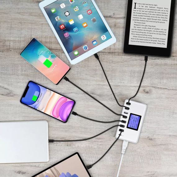 i10 60 Вт USB C зарядний пристрій 8-портова USB Type C PD швидка зарядна станція PD3.1 чорний | Зображення 3