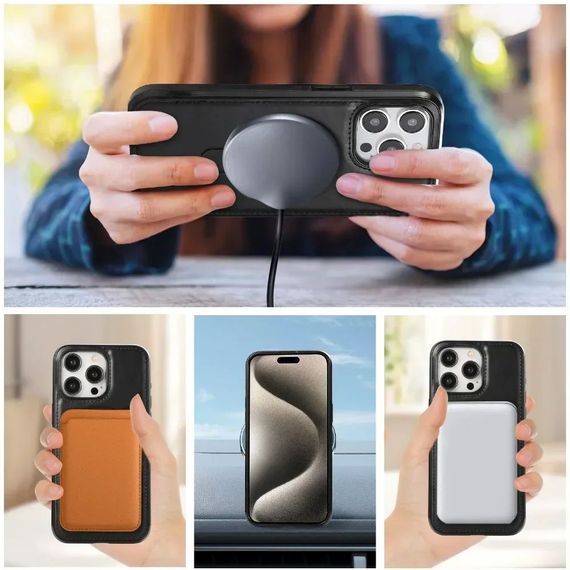 Чохол Leather Stand з підставкою MagSafe для iPhone 15 Pro Max колір Чорний | Зображення 6