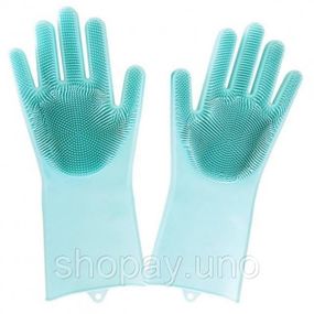 Силіконові рукавички Magic Silicone Gloves Pink для прибирання чистки миття посуду для будинку. Колір: бірюзовий NG-20