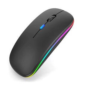 Мышка бесшумная компьютерная Macarone перезаряжаемая Bluetooth USB Черная