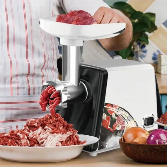 Электрическая мясорубка в металлическом корпусе мощностью 2500Вт RAF R.3367 Белая | Зображення 5