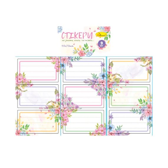 Набор стикеров для тетрадей и книг НС-15-4, 9 штук 70х40 мм