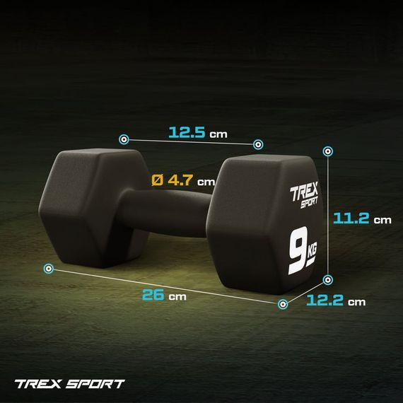 Гантелі для фітнесу неопренові TREX Sport TX-090VD 2x9кг | Зображення 3