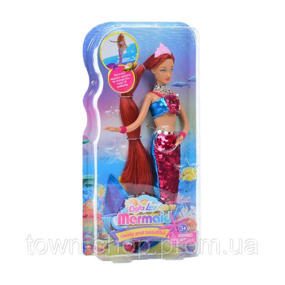 Детская кукла "Русалка" 8433(Red) красный, наряд с пайетками 29 см