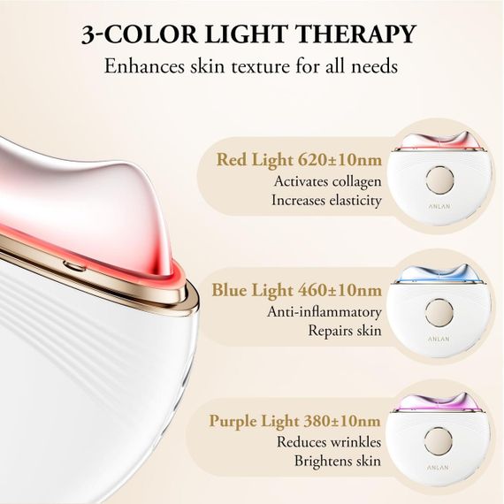 Електричний EMS Gua Sha ANLAN Масажер для обличчя проти зморшок | Світловий масажер (синій, фіолетовий, червоний) | Зображення 3