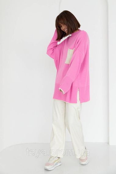Жіноча кофта oversize з кишенею на грудях колір рожевий FL_000613 | Зображення 6