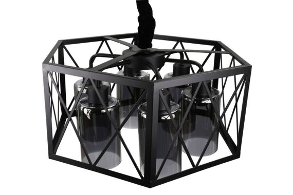 Люстра підвісна LOFT на 6 лампочок 25072 Чорний 30-90х50х50 см. | Зображення 1