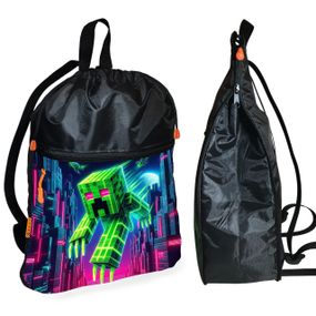 Рюкзак-мішок для взуття, спортивної форми Майнкрафт «Minecraft» дитяча сумка для змінки з розширювачем (01293)