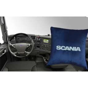 Авто Подушка c вышивкой логотипа марки Скания Scania синий автомобилисту 03772