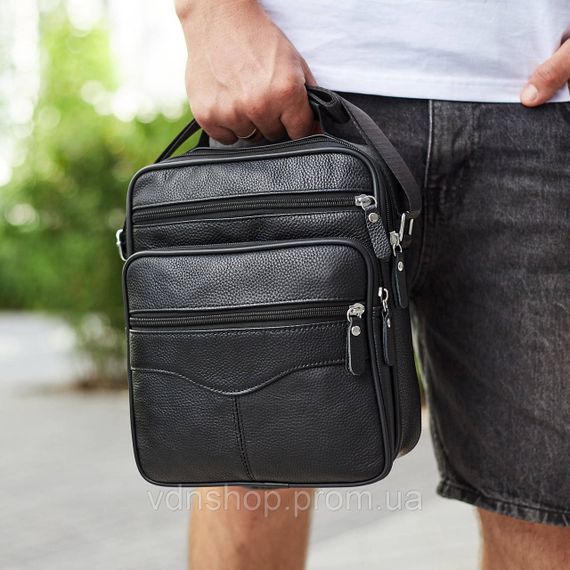 Чоловіча шкіряна сумка-барсетка 26х20.5х8, месенджер через плече Bexhill Bx-56402 чорна | Зображення 6