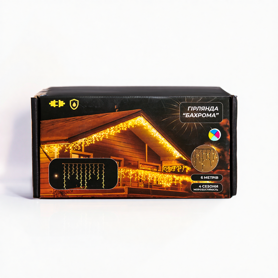 Новорічна гірлянда вулична Бахрома 6 м 105 LED чорний провід Мультиколор 6МBML | Зображення 5