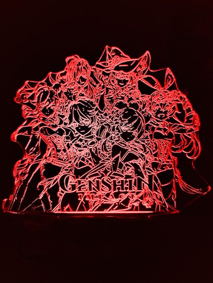 Акриловий світильник-нічник Genshin 4 червоний tty-n000928