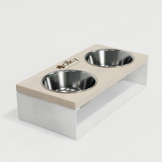 Миски на підставці з цільного металевого листа для собак та котів Hollky SteelWood S (2 × 0,45 л) SWS-36188-WHWH | Зображення 7