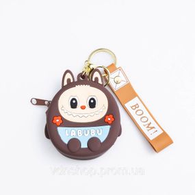 Детский кошелек-брелок Лабубу 7.5×7×2.5 (см с ремешком и карабином Коричневый HP-55-15B