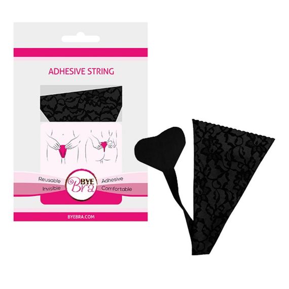 Самоклеючі трусики Bye Bra, чорні з мереживом, One Size Sex Aura | Зображення 1