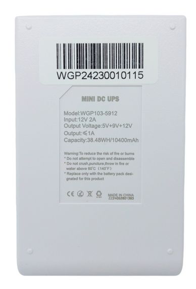 Джерело безперебійного живлення для роутера 10400 mAh USB, 9V, 12V Mini UPS WGP power bank УПС павербанк | Зображення 2