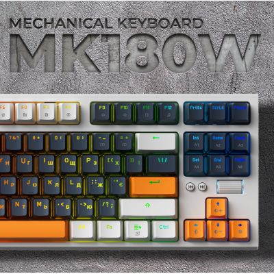 Клавиатура GamePro MK180W Hot-Swap Red Swich RGB USB UA White (MK180W) | Зображення 2