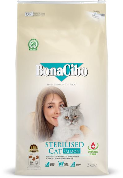 Сухий корм із лососем для стерилізованих котів BonaCibo Adult Cat Sterilised Salmon, 5 кг | Зображення 1
