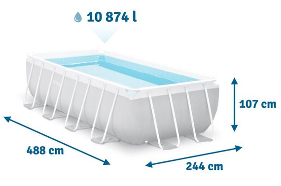 Басейн каркасний прямокутний 6 в 1 INTEX 26792, 488 x 244 x 107 см, сірий (DM-26792) | Зображення 5