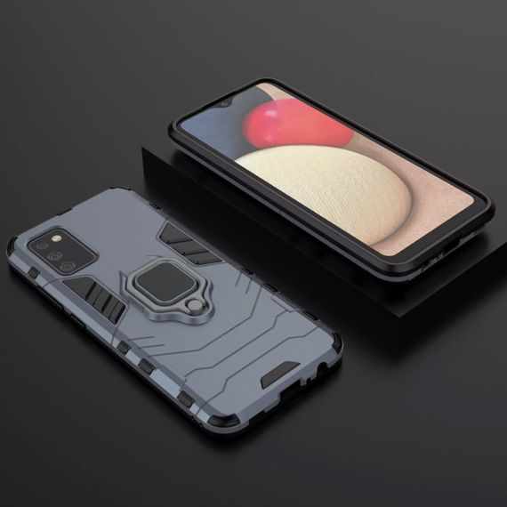 Ударопрочный чехол Transformer Ring for Magnet для Samsung Galaxy A02s Grey | Зображення 4