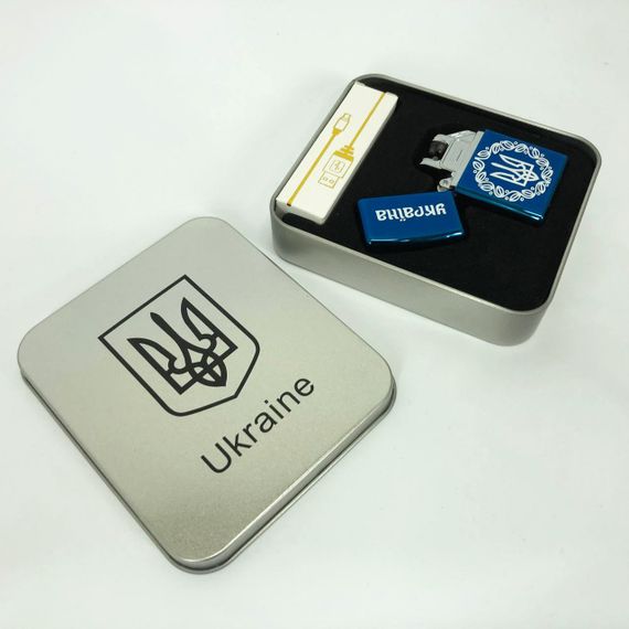 Дугова електроімпульсна запальничка USB Україна (металева коробка) HL-447. SA-999 Колір: синій | Зображення 9