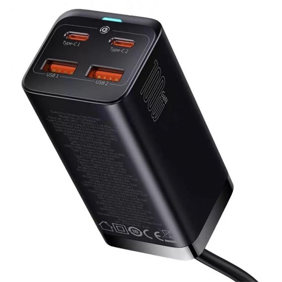 Мережевий зарядний пристрій Baseus GaN3 Pro Desktop Powerstrip AC+2U+2C 100W EU Black (With Mini White Cable | Зображення 3