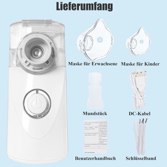 Портативний ультразвуковий інгалятор для дітей і дорослих з мундштуком та 2 масками, небулайзер фіолетовий | Зображення 5