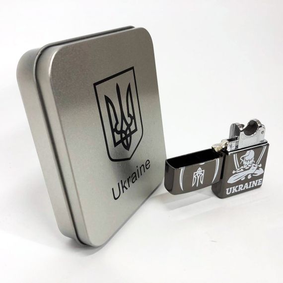 Дугова електроімпульсна запальничка USB Україна (металева коробка) HL-449. VA-385 Колір: чорний