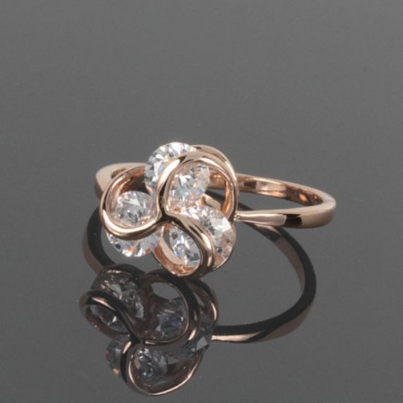 Кольцо из красного золота с фианитами 16