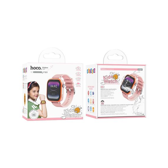 Дитячий смарт годинник Hoco Y101, 4G, GPS, Wi-Fi, HD камера, 1.83" HD-дисплей, дзвінки, відеодзвінки, голосові повідомлення, Pink, | Зображення 1