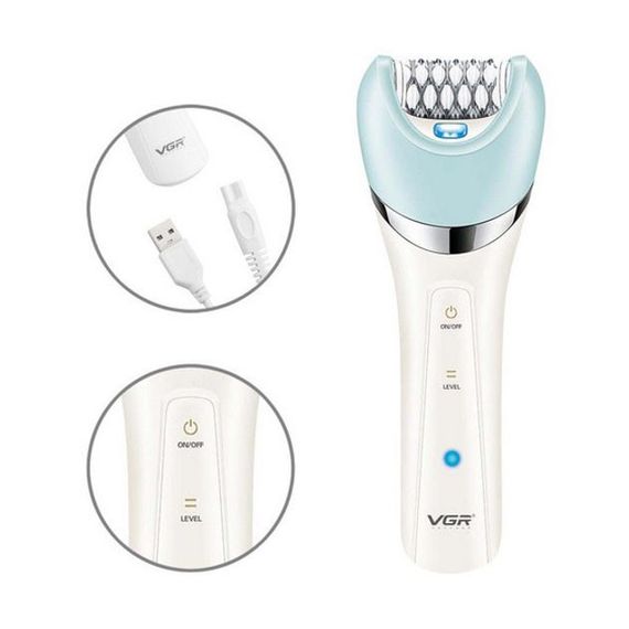 Епілятор жіночий з триммером VGR V-703 5в1 для видалення волосся на тілі акумуляторна пемза масажна насадка | Зображення 2