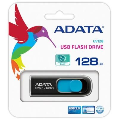 USB флеш накопичувач ADATA 128GB UV128 Black/Blue USB 3.1 (AUV128-128G-RBE) | Зображення 7